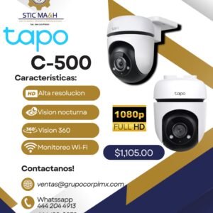 Cámara IP Wi-Fi 2 megapixel / Visión 360 / Audio doble vías / Visión Nocturna / Notificación Push / Memoria Micro SD